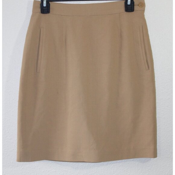 Giorgio Armani Tan Pure Wool Vintage Skirt Made In Italy 42 US 6 - Picture 1 of 6